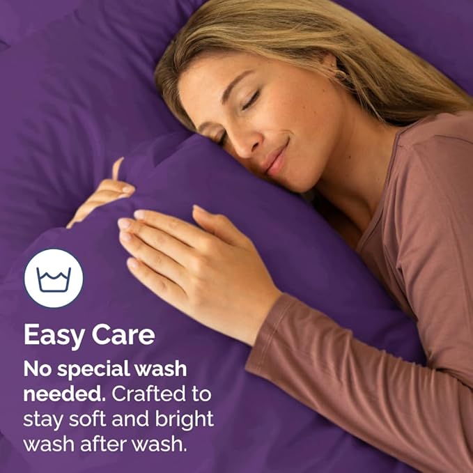 King Pillow Cases Set of 4 - Ultra Soft Hotel Quality Pillowcase Covers - Comfy, Cozy & Wrinkle Free - Shrinkage, Stain and Fade Resistant - Machine Washable Pillow Protectors - 4 Piece Set - Purple