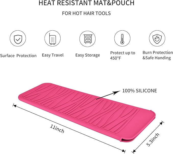 2 Pack Silicone Heat Resistant Travel Pouch for Straighteners, Crimpers, Curling Wands, Flat Irons and Hot Hair Styling Tools