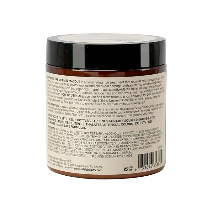 Deep Conditioning Moisture Vitamin Hair Mask with Organic Coconut Oil - Restores Dry Damaged - Repairs damage - reduces frizz - improves scalp circulation - Silicone Free