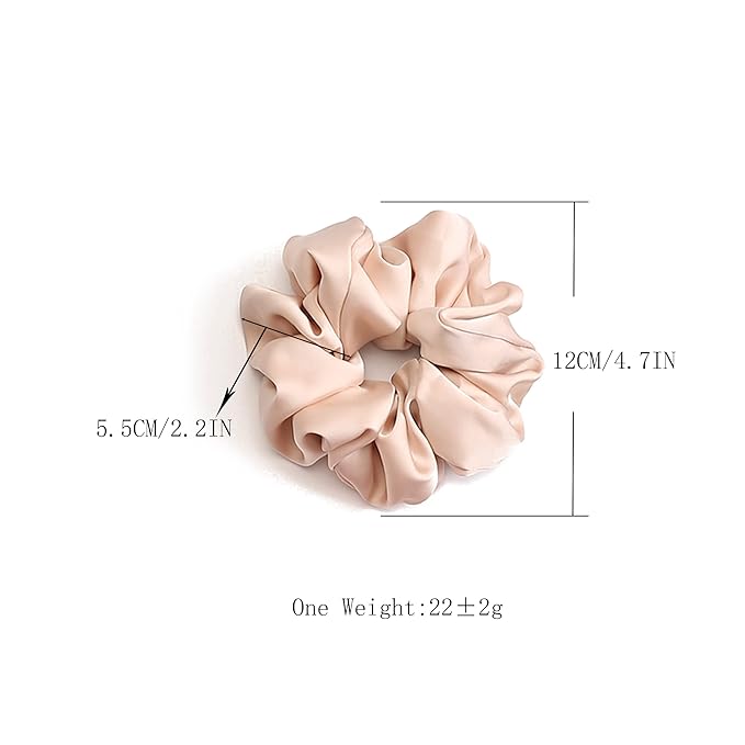 4PCS Large Satin Silk Scrunchies for Women - Big Glossy Scrunchie for Thick Hair Girl Hair Ties Ponytail Holders Jumbo Scrunchies (Blue Green Rose-Red Champagne)