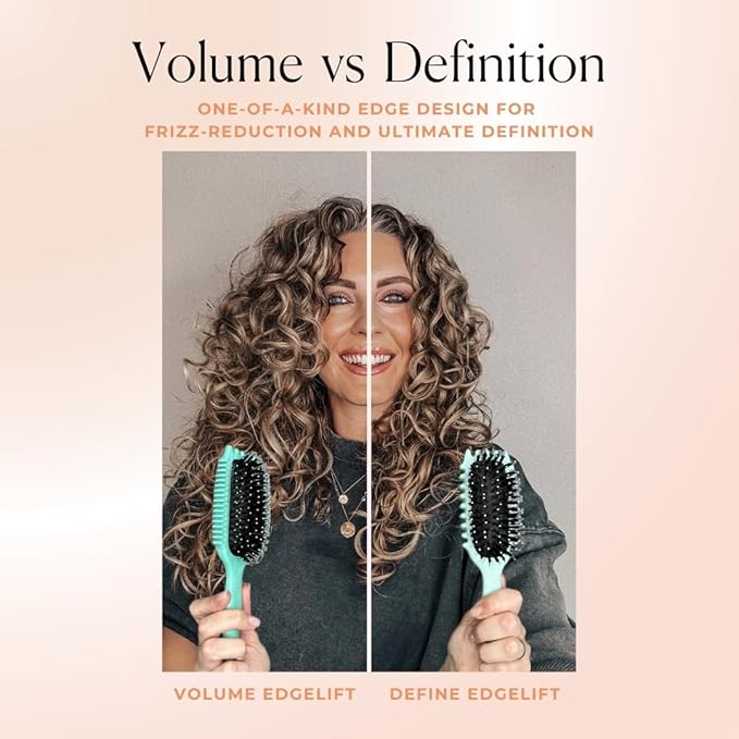 Bounce Curl Volume EdgeLift Brush, 5-in-1 Tool for Volumized, Defined Curls, Waves & Coils - Peach