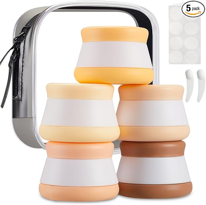INSFIT Travel Containers for Toiletries, TSA Approved Silicone Cream Jars with Lids, BPA Free Travel Size Toiletries Leakproof Cruise Essentials for Cosmetic Cream Lotion