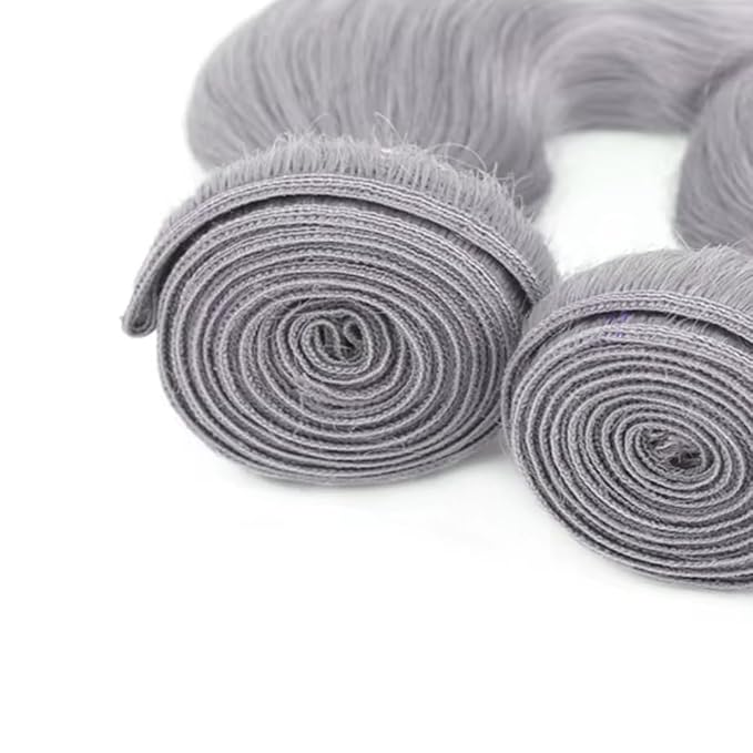 Silver Bundle Human Hair Grey Body Wave Bundles Niegmeag Brazilian Virgin Remy Hair 3 Bundles 24 26 28 Inch Double Weft Soft And Silky Gray Body Wave Bundle