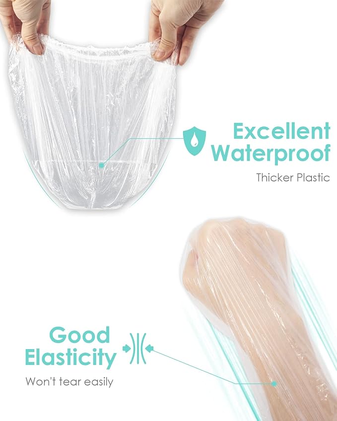Auban 100PCS Disposable Shower Caps, Plastic Clear Hair Cap Large Thick Waterproof Bath Caps for Women, Hotel Travel Essentials Accessories Deep Conditioning Hair Care Cleaning Supplies(20.5")