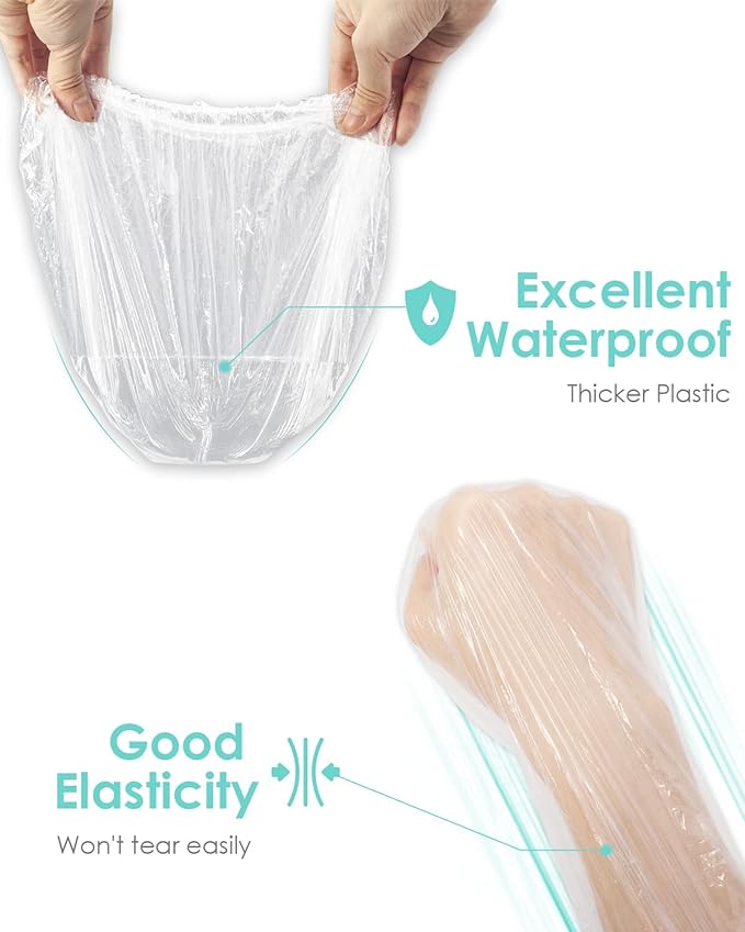Auban Disposable Shower Cap, 100 PCS Hair Cap Thickening Clear Plastic Waterproof Bath Caps for Hair Treatment, Spa Salon Hotel and Home Use, Portable Travel(17.3)