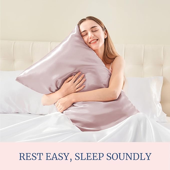BEDELITE Satin Pillowcase for Hair and Skin, Super Soft and Cooling Similar to Silk Pillow Cases 2 Pack with Envelope Closure, Gift for Women Men(20"x40" King Size, Lotus Pink)