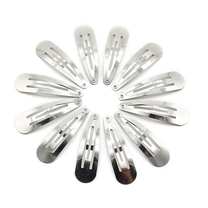 Dofash 12PCS Snap Hair Clips For Women-Non Slip & Metal Hair Barrettes, 5cm 2'' Small Clips For Thin & Fine Hair,Silver