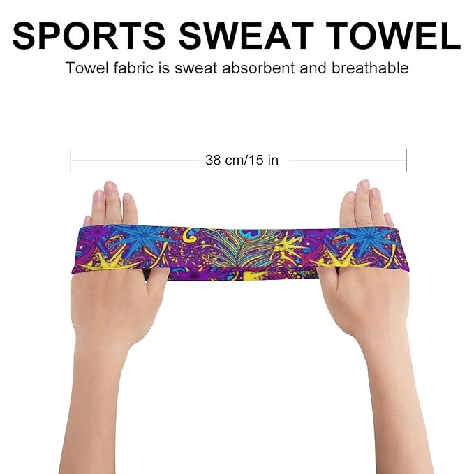 Sport Headbands for Men & Women, Trippy Peacock Feathers Workout Sweatband for Running, Cycling, Football, Yoga