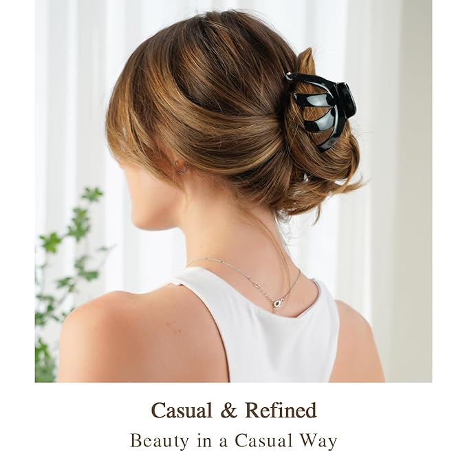 Large Octopus Hair Clips for Thick and All Hair Types, 3.2" Strong Hold Jumbo Hair Jaw Clips for Women and Girls, 6 Packs (Black & Brown)