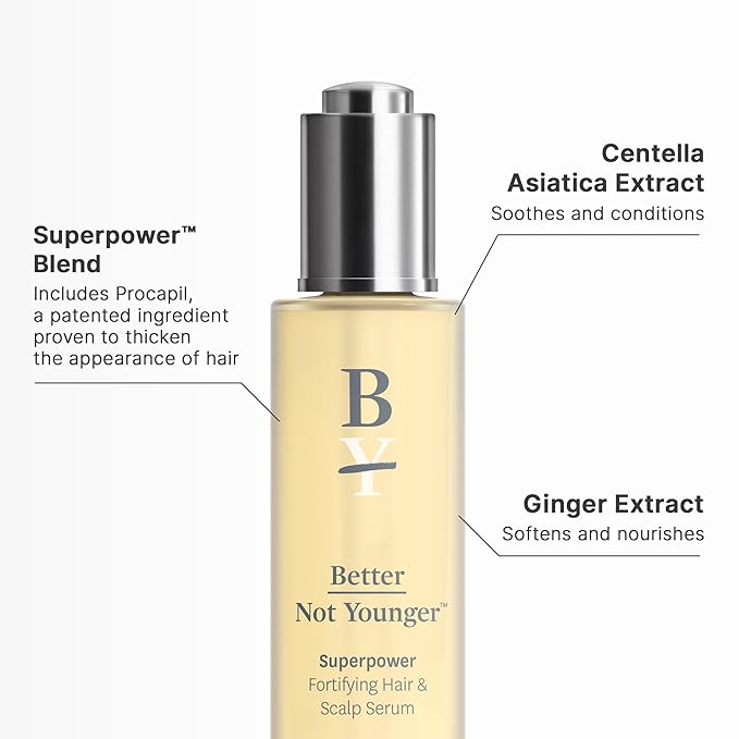 Better Not Younger Superpower Serum & Liquid Comb Bundle – Hair Growth Serum with Scalp Massaging Applicator for Thinning, Aging Hair – Fuller, Stronger Hair for Women Over 40