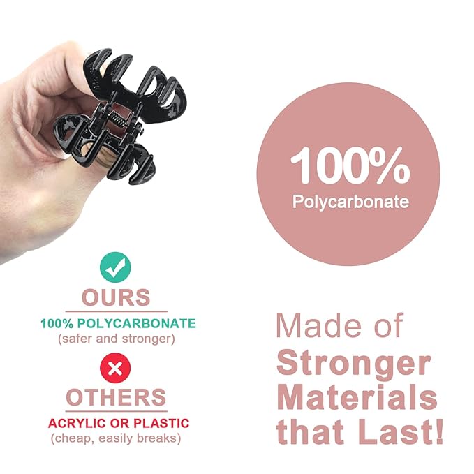 Mini Hair Clips for Women, Girls, Kids - Tiny Octopus Claw Clips for Thin/Medium Thick Hair, 1.5 Inch Matte Nonslip Spider Clips with Gift Box (Black & Brown)