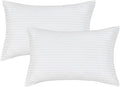 JELLYMONI 100% Natural Cotton Striped King Pillowcases Set, 2 Pack Satin Stripe Pattern Printed Pillow Covers with Envelope Closure (Pillows are not Included)
