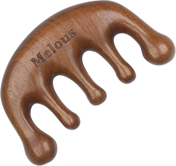 Sandalwood Gua Sha Massager, Meridians Massager, Scraping Massage Comb, for Hair Growth & Body Relief