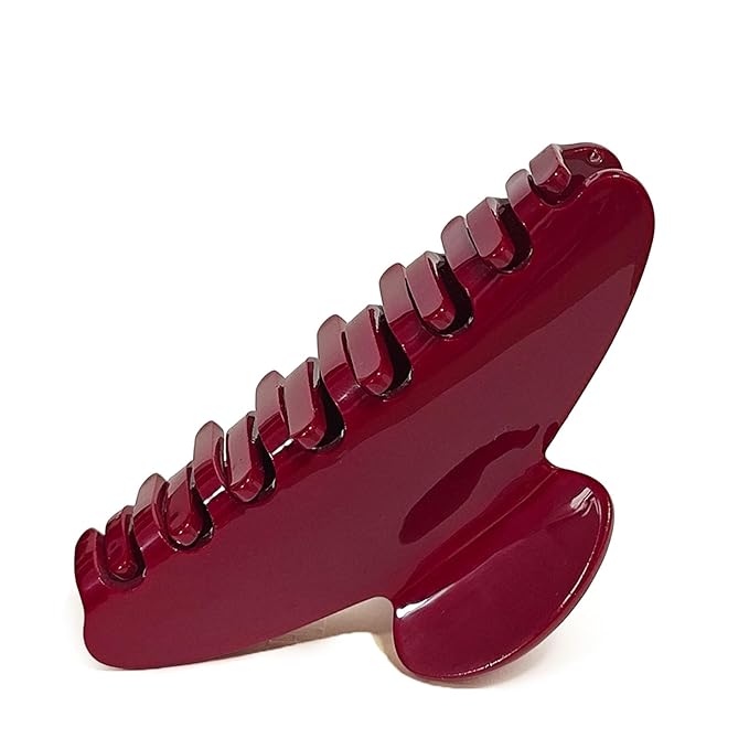 Acetate Hair Claw Clips, Red Hair Claw for Women, CuteJaw Clip for Girl's Gift, 4.2" Non-Slip Clips for Medium Long Hair, Strong Hold Claw Snag-Free with Gift Bag (Wine Red)