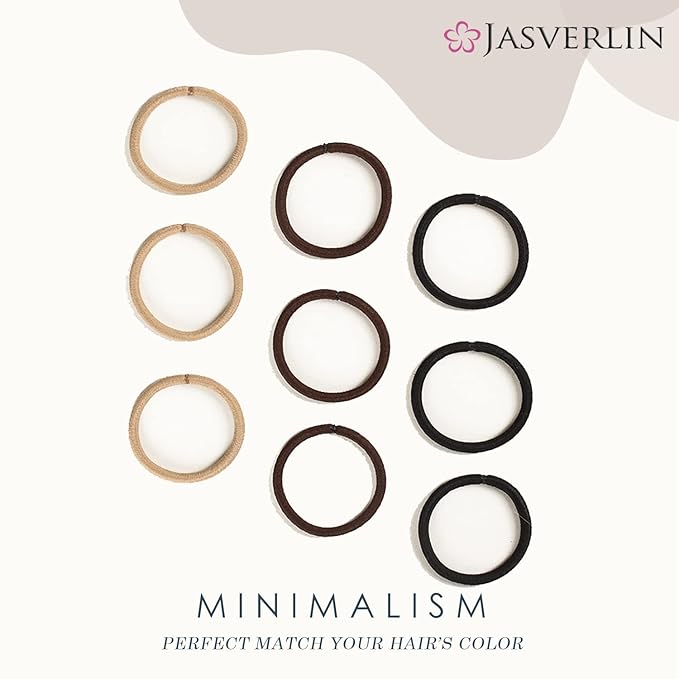 Brown Thick Large Hair Elastics Ties, Damage-free Ponytail Holder No Breakage Hair Ties Bands for Women’s Curly Texture, Stretchy Styling Accessories 5mm 48 Pcs