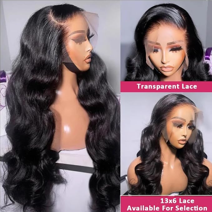 13x6 HD Lace Front Wigs Human hair Pre Plucked 200 Density Brazilian Body Wave Frontal Wigs Human Hair with Baby Hair Natural Hairline Natural Black Color 22Inch