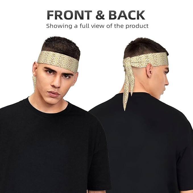Boys Girls Sports Sweatband, Multifunction Elastic Head Band for Running Fitness Shower, Beauty Skinny Cheetah Gold Leopard Print Headwear Hair Accessories