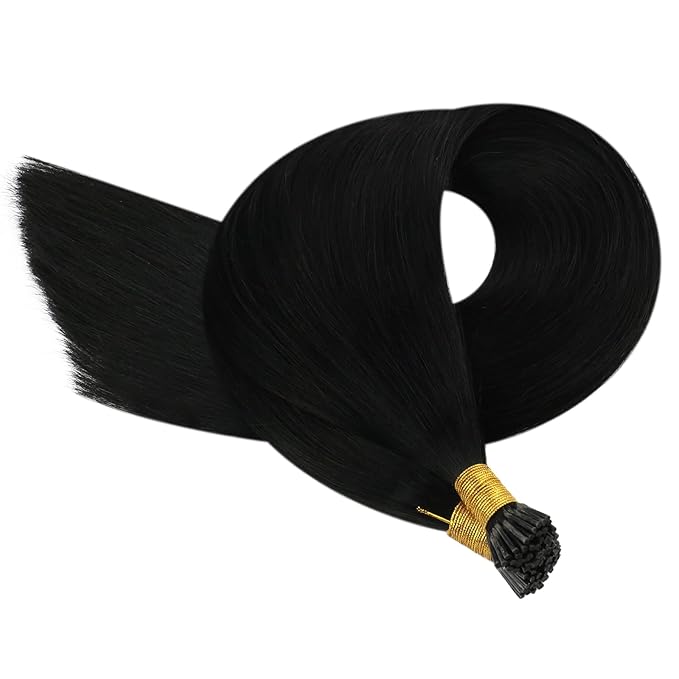 YoungSee I Tip Hair Extensions Black 22In Itip Hair Extensions Real Human Hair Jet Black 50g Hair Extension I Tip Invisible 50s Itips Hair Extension Human Hair for Instant Length