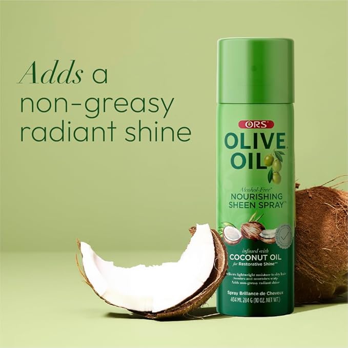 ORS Olive Oil Nourishing Sheen Spray infused with Coconut Oil 10 Ounces (Pack of 4)