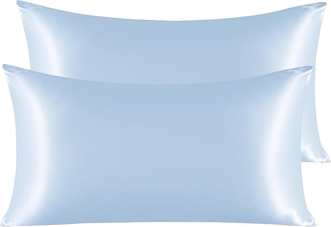 NTBAY 2 Pack Satin King Pillowcases for Hair and Skin, Luxurious and Silky Pillow Cases with Envelope Closure, 20x40 Inches, Aqua
