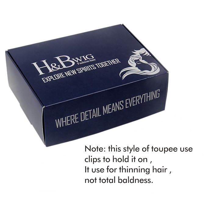 H&Bwig Men Short Toppers Hairpiece Brown Clips in Hair Extensions for Covering White Loss Hair Toupee