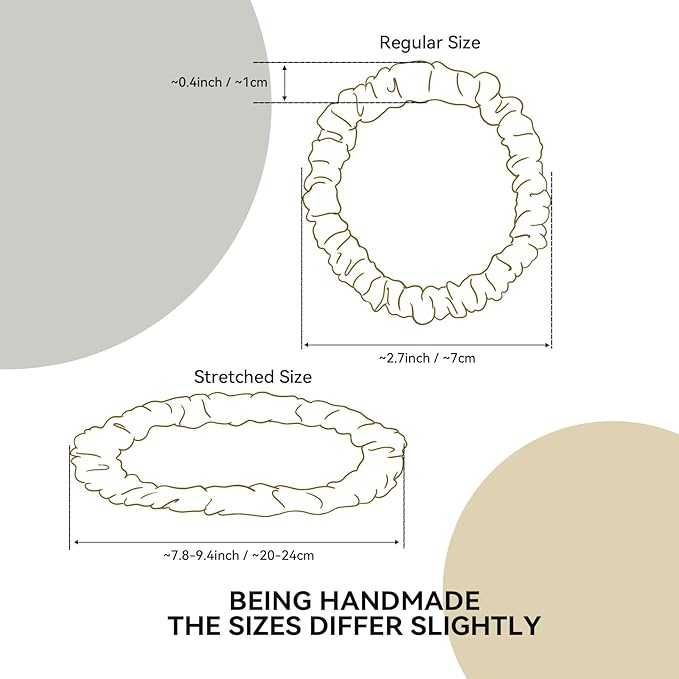 22 Momme 100% Mulberry Silk Hair Ties, Well-Hold Elastic for No-Damage (4Pack, Charcoal, Coffee, Brown, Grey), 6A, Scrunchies, Reduces Frizz & Breakage, OEKO-TEX Certified