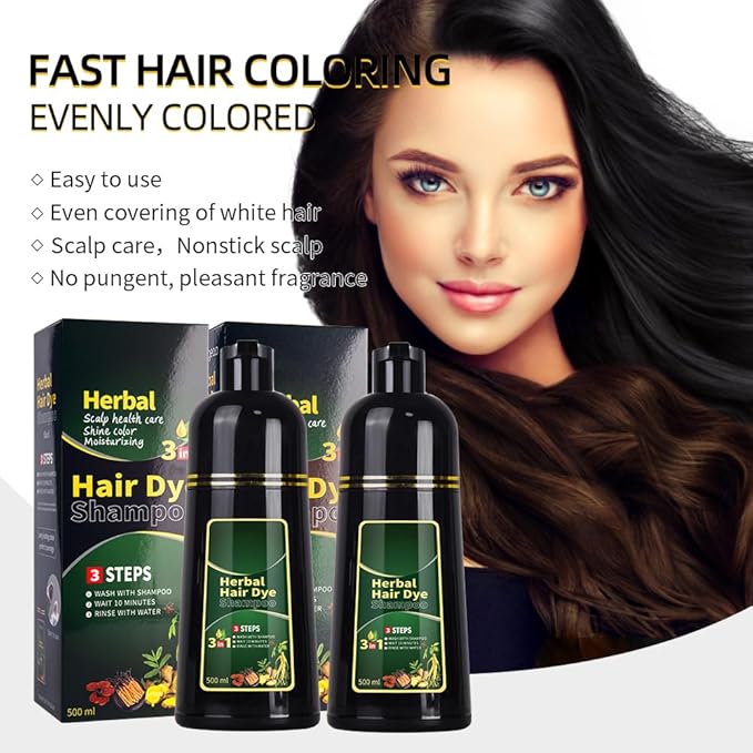 Wine Red Hair Dye Shampoo 3 in 1 Herbal Natural Dye Cover Gray, for Women/Men Hair Color for Grey Coverage (Wine Red)