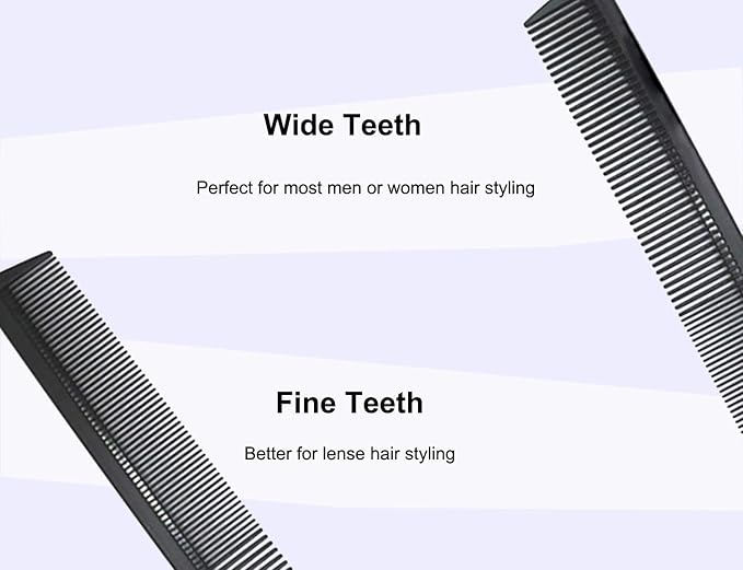 3 Pack Carbon Fiber Cutting Comb - Professional 8.15' Styling Comb for All Hair Types, Fine and Wide Tooth