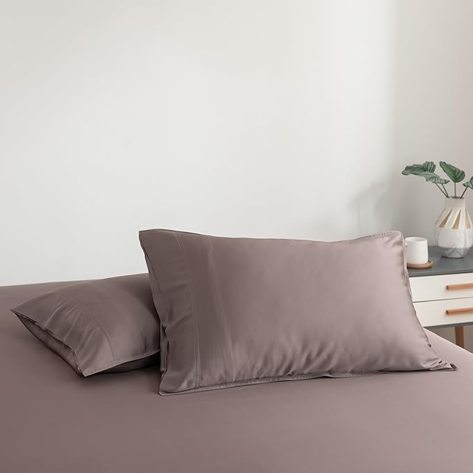Bella Coterie | Luxury Bamboo Viscose Queen Size Pillowcase Set | 100% Organically Grown | Ultra Soft | Cooling | 2 Pcs [Mocha]