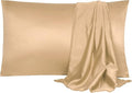 uxcell 2 Pack Silk Satin Pillowcase for Hair and Skin, Cool, Silky, Soft Breathable Pillow Cases Standard Size 20x26 Inch Sateen Pillowcase Caramel with Envelope Closure