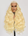 613 Lace Front Wig Human Hair 13x4 Blonde Body Wave Hd Transparent Lace Frontal Wigs Human Hair Pre Plucked With Baby Hair 180% Density Blonde Glueless Wigs 18 Inch
