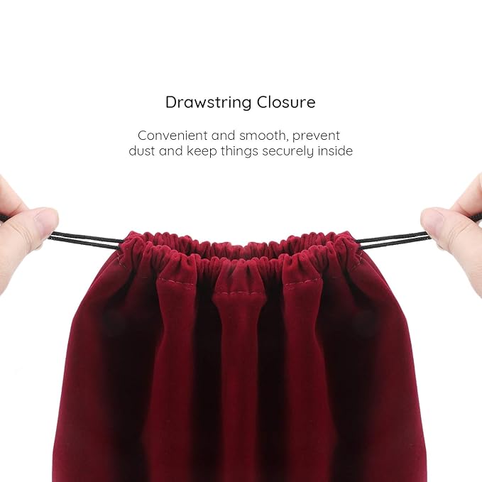 Segbeauty 3Pcs Hair Dryer Storage Bag, Blow Dryer Bag, 11.8x15.7 inches Satin Lined Organizer with Drawstring Wine Red Velvet Pouch Bag for Diffuser Straighteners Brush Clothes Gift Present