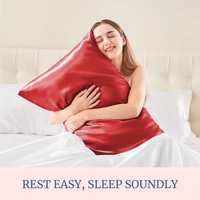 BEDELITE Satin Pillowcase for Hair and Skin, Super Soft Similar to Silk Pillow Cases 4 Pack with Envelope Closure, Cooling Pillowcases for Women Men (20"x30" Queen Size, Baked Apple)