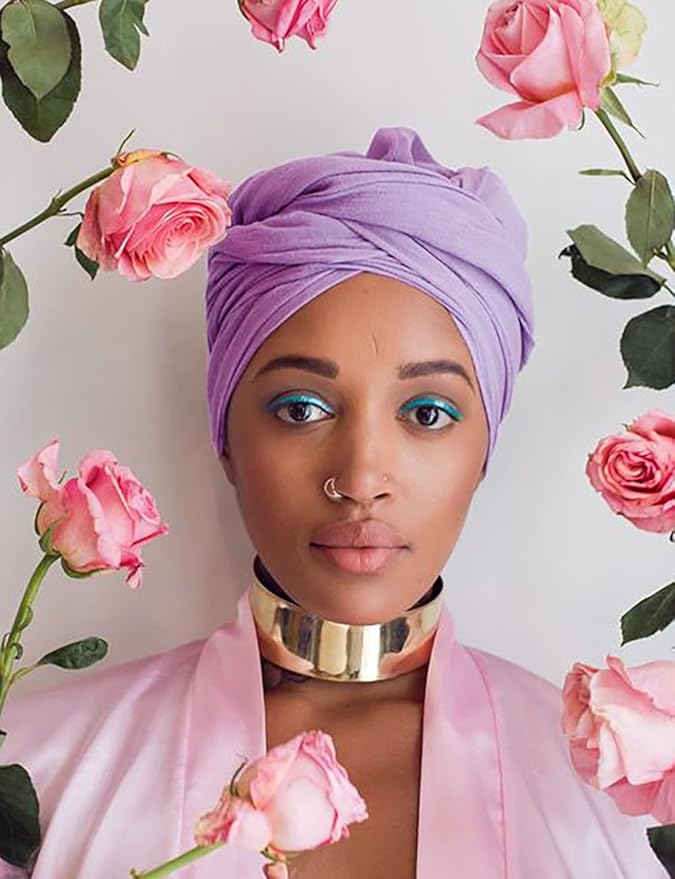 Harewom Head Wraps for Black Women Stretch Head Scarf Long African Hair Wraps Turban Headwraps Jersey Headbands
