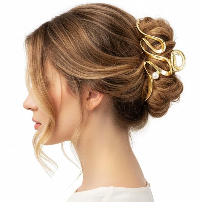 Fashey Hair Claw Clips Gold Metal Hair Clip Large Claw Clips for Thick Hair Accessories for Women