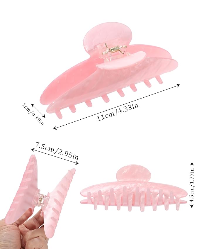 HAIMEIKANG Large Acetate 4 Inch Hair Claw Clip for Women - French Style Hair Claws for Thick Hair with Non-Slip Teeth, Hair Accessories for Updos, Buns & Ponytails