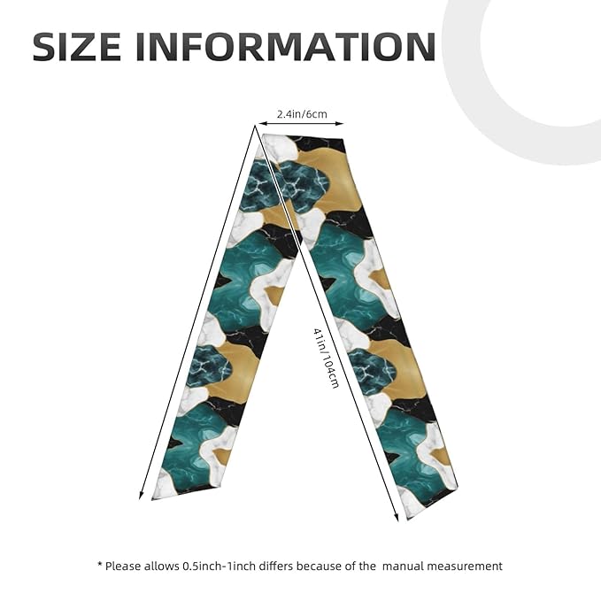 Boys Girls Cool Sports Sweat Band Head Decor for Running Athletic Spa, Long Multipurpose Abstract Watercolor Painting Gold Blue Turquoise Black White Gray Marble Head Ribbon Headdress