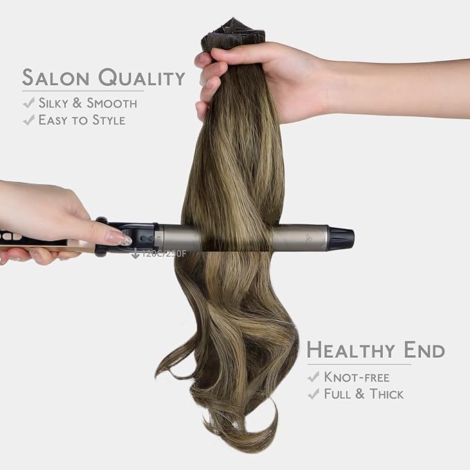 WENNALIFE Invisi Edge & Classic Tape in Hair Extensions Human Hair, 18 Inch 50g 20pcs(10pcs Invisi Edge & 10pcs Classic) Balayage Chocolate Brown to Caramel Blonde Invisible Luxury Remy Hair Injected