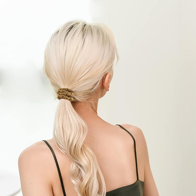 Silmer Silk Scrunchies Silk Hair Ties 100% Mulberry 5 Pack(Caramel,Dark Grey,Champagne Gold,Navy Blue,Black)