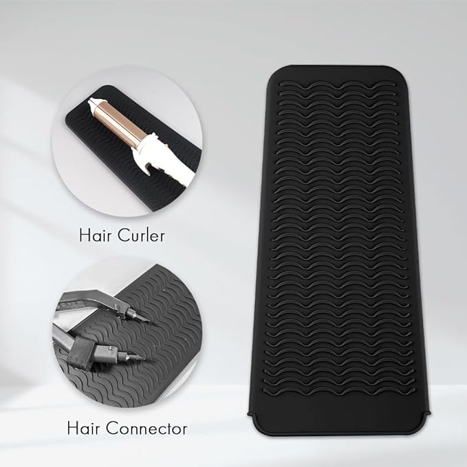 Anti-Slip Heat Resistant Mat for Hair Straightener Hair Curling Iron Pouch Portable Silicone Pad for Hair Waving Iron Hair Dryer Hair Styling Salon Tool