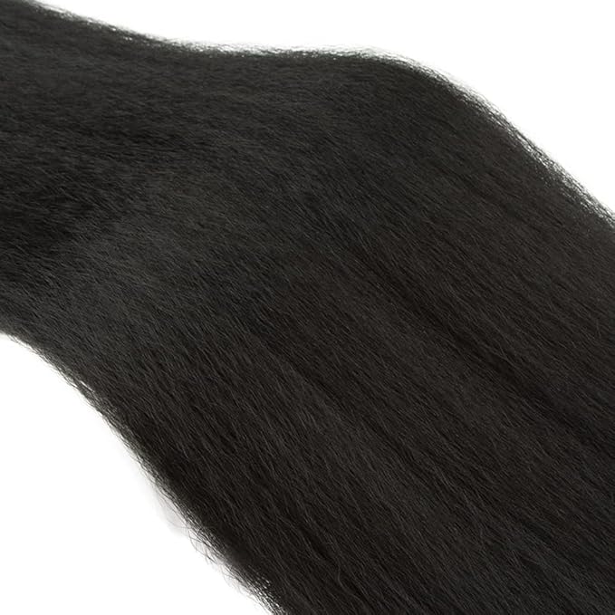 Kinky Straight Hair Bundle Color 1B Yaki Straight Bundles 18 Inch Niegmeag Grade 8A Brazilian Virgin Remy Hair Extensions Yaki Straight Human Hair Bundles