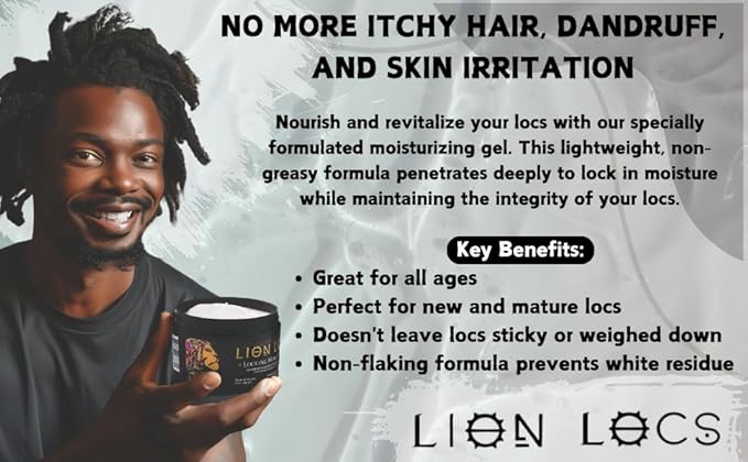 Lion Locs Hair Locking Dreads Moisturizer for Dreadlocks, Locks, Microlocs, Interlocks, Braids, Fauxlocs, Sisterlocks | - Large Container Residue and Build-Up Free (8oz) (Regular)
