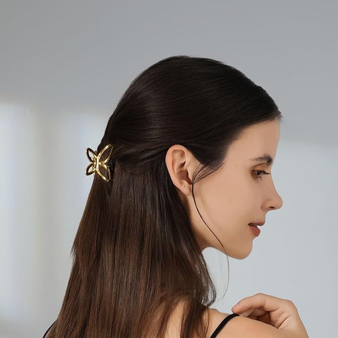 CWJCYTNSN Small Gold Hair Clips, 10Pcs Metal Hair Claw Clips for Women Thick Thin Hair, Non-Slip Hair Clips for Women and Girls, Strong Hold Hair Accessories
