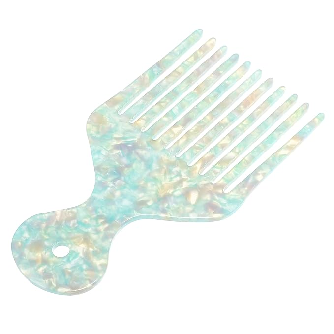 VOCOSTE Wide Tooth, Afro Hair Pick Comb, Hair Styling Tool for Men Women, Plastic, Green, 4.8 Inch