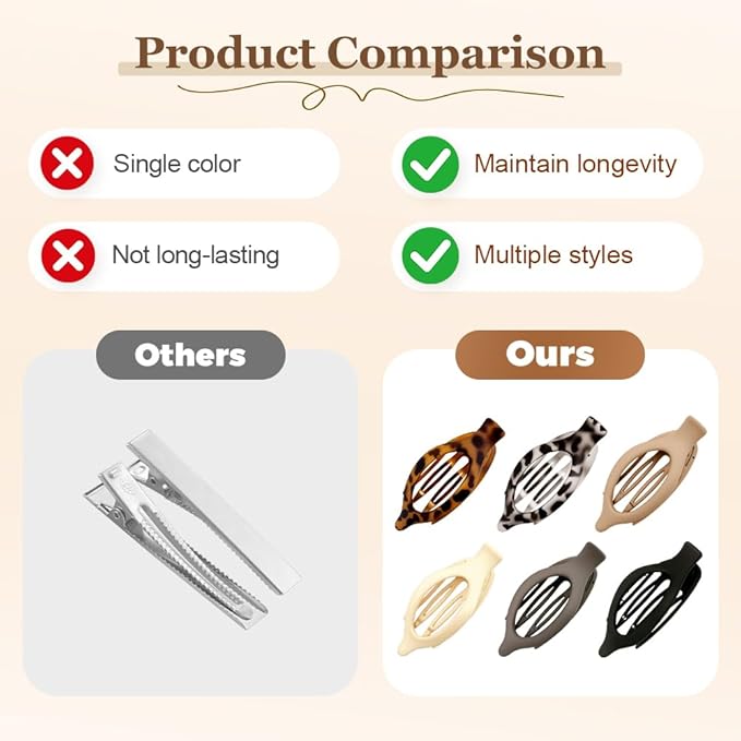 Flat Hair Clips for Women, French Hair Claw Clips for Thick, Thin, Long & Short Hair, Duck Billed Clips, No-Slip Grip Hair Styling Accessories for Women Girls Daily Use (White 3PCS)