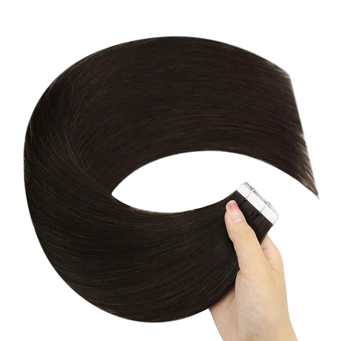 YoungSee Tape in Hair Extensions Human Hair Dark Brown Tape Extensions Real Human Hair Brown 22In 50g 20pcs Tape-ins Human Hair Extension Natural for Women Extensiones Adhesivas
