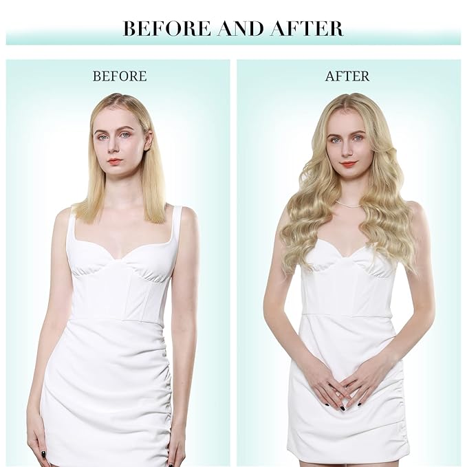 DOORES Clip in Human Hair Extensions, 22 Inch Balayage Light Blonde Highlighted Golden Blonde, 5pcs 85g Remy Straight