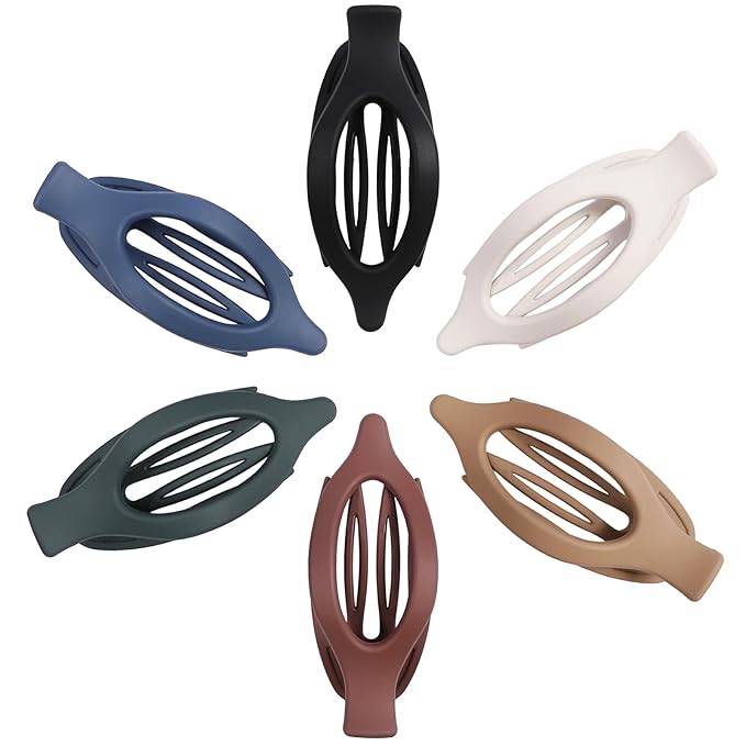 Flat Hair Clips for Women - 6 PCS French Flat Claw Clips Medium Hair Clips for Girls Large Hair Claw Clips for Thick or Thin Hair Strong Hold No Slip Hair Accessories for women (Dark Colorful)