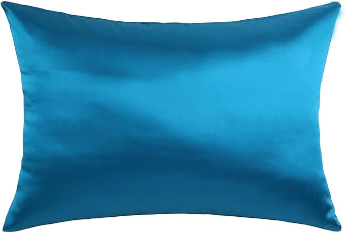 Mulberry Silk Pillowcase for Hair and Skin Made in USA, 22 Momme King Size Silk Pillow Cases with Zipper, 100% Silk, Anti Aging, Anti Acne, 1 Pc 20"x36" (King, Peacock Blue)
