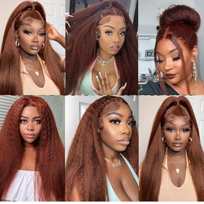 34 34 34 Inch Chocolate Brown Bundles Human Hair Brown Yaki Straight Bundles Brazilian Virgin Remy Hair Extensions Niegmeag Double Weft Color 4 Kinky Straight Bundle Hair Weave 300g